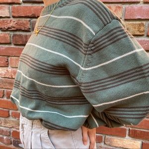 army green stripped knit sweater